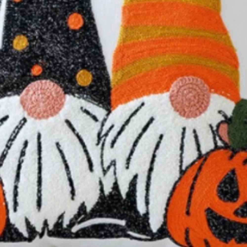 Halloween Gnome Throw Pillow Covers - Orange and Black 18x18” (2-pack)